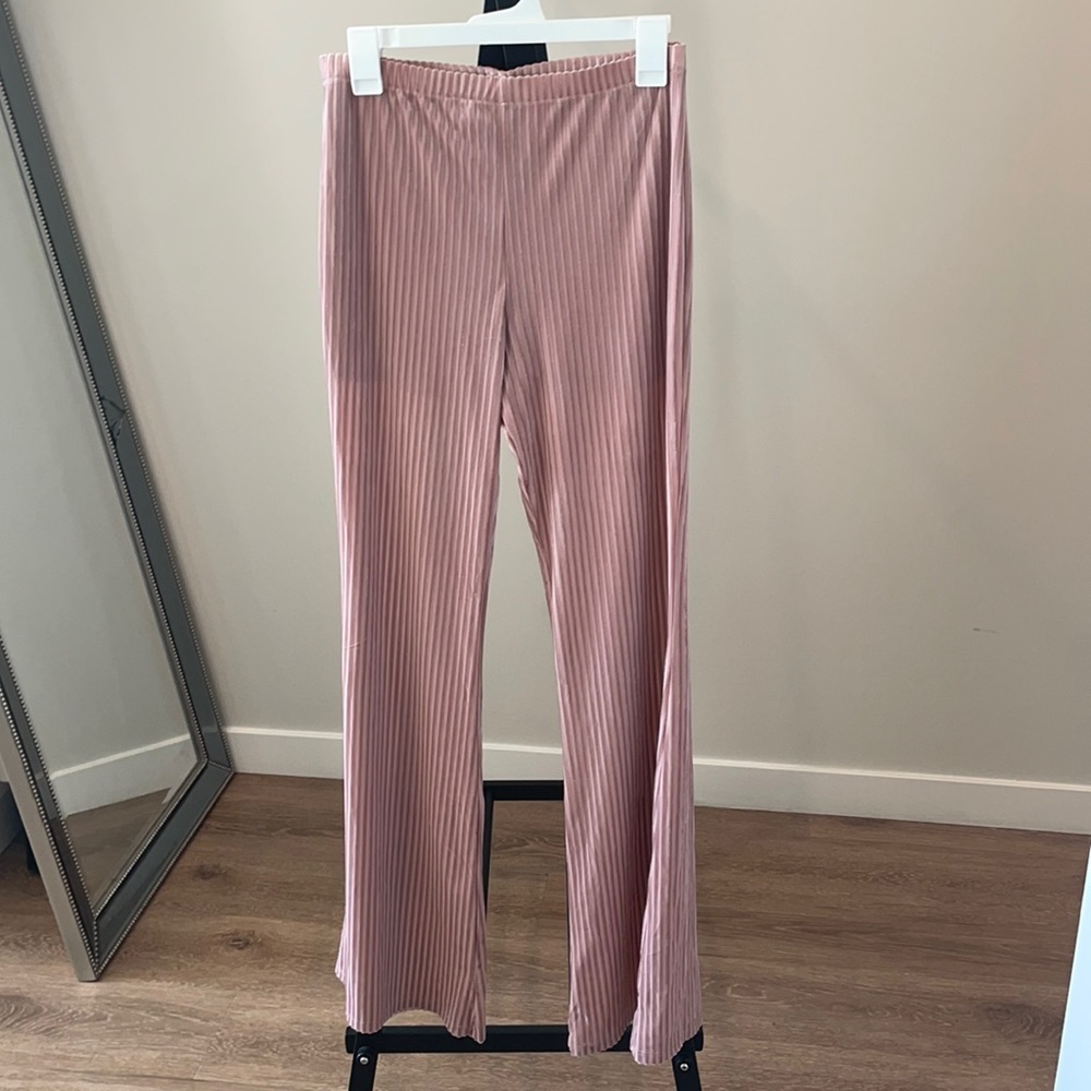 Pink velvet lounge pants